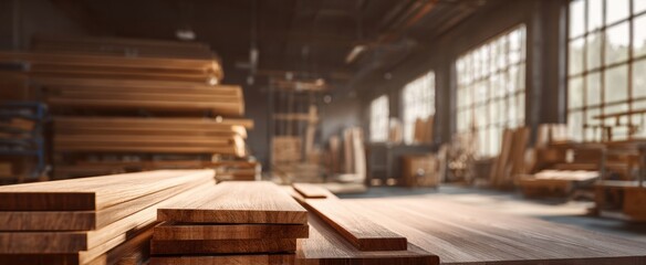 Obraz premium The wooden planks showcase a vibrant workshop filled with raw materials.