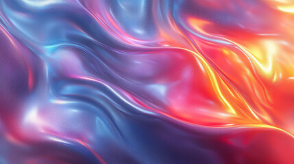 A vibrant canvas of holographic iridescent rainbow foil texture, seamlessly transitioning into a soft holographic pearlescent blurry abstract swirl illustration, reminiscent of a unicorn's mane. 