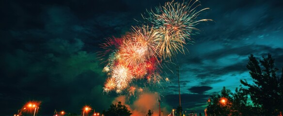 The breathtaking display of fireworks lighting up the night sky during a festive celebration.