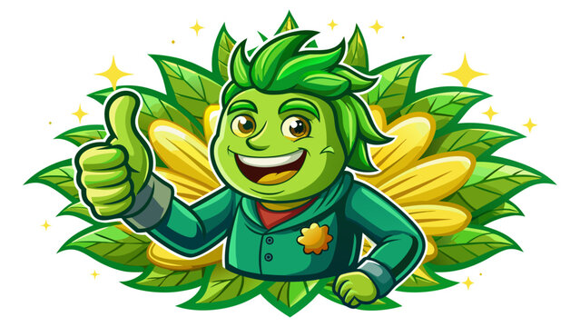 Vector illustration of green thumbs up hand gesture on white background, approval symbol