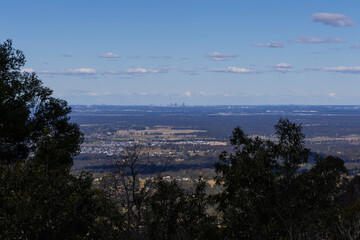 Landscape and city view from Bellbird lookout, Sydney, Australia.