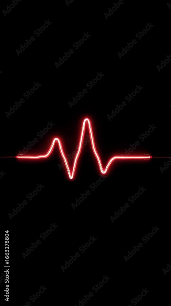 Aufkleber heartbeat visualization with bright red line against black background showcasing rhythmic patterns