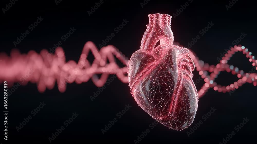 Aufkleber exploring the connection between heart health and technology through digital representation of the h