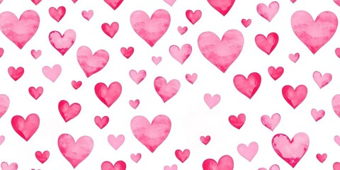 Minimalist pink watercolor hearts seamless pattern Valentine's Day, love, textile, fabric print,  backdrop,  valentine