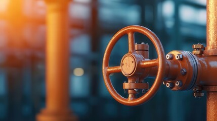 Closeup of a refinery valve, processing fuel under pressure, industrial detail