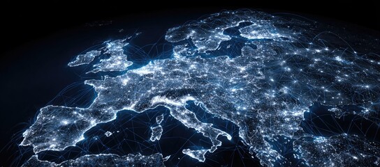Illuminated European map showcasing interconnectedness