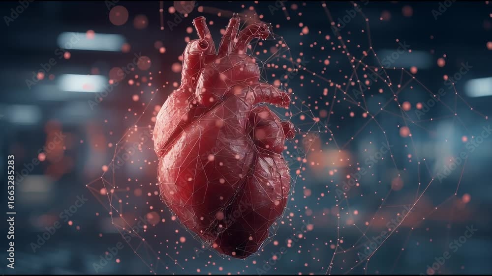 Poster interactive 3d heart model showcasing anatomy and function in a digital space