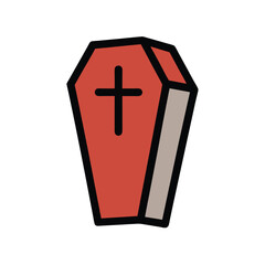 Obraz premium Watercolor coffin with cross illustration isolated on white background spooky halloween artwork