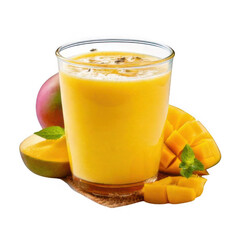 Fototapeta premium Mango lassi cup, isolated white and transparent background