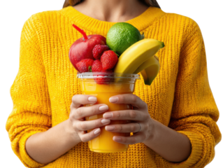 young woman drinking orange juice
