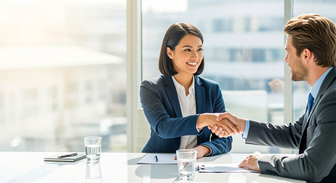 Successful Business Handshake: Diverse Professionals