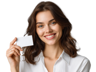 young woman showing something