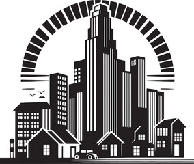 Intricate Black and White Illustration of a Cathedral Scene with Mystical and Festive Elements