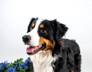 Dog portrait, white background