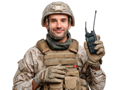 young soldier with rifle - Powered by Adobe