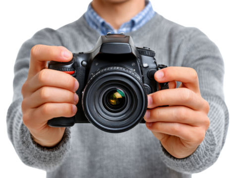 man holding a camera - Powered by Adobe