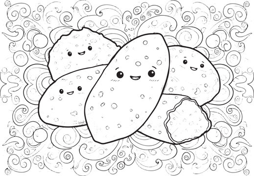 Delightful picarones family illustrated with happy smiles, perfe