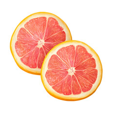 Fresh Halved Grapefruit on Transparent Background for Design Projects