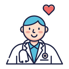 Fototapeta premium Doctor of compassion: a friendly doctor, radiates care and expertise, medical professional, showing dedication to the wellbeing of patients, represented with love and empathy.