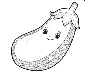 Playful Eggplant Illustration: A Detailed Coloring Page for Crea