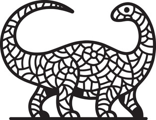 Fototapeta premium Elegant Black and White Dinosaur Illustration Perfect for Educational or Decorative Use