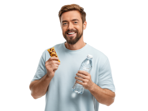 young man drinking water from bottle