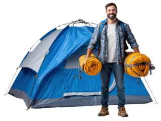 man in tent