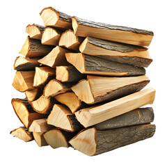Stack of Firewood Isolated on White Background for Professional Use