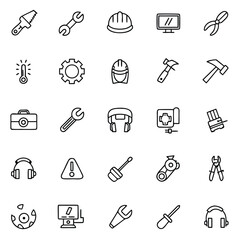 Obraz premium Collection of diverse tools and equipment icons for repair and construction