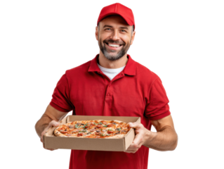 man holding pizza