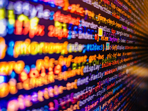 SEO concepts for better SERP. Hacker breaching net security. Software background coding screen of source code of developer programming language data. Big data and Internet of things trend