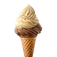 Delicious Ice Cream Cone with Various Flavors Isolated on White Background