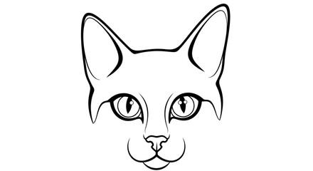 Obraz premium Elegant Line Art Illustration of a Domestic Cat's Face with Expressive Eyes on a White Background