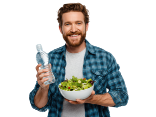 man eating salad