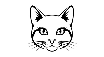 Obraz premium Elegant Minimalist Line Art Portrait of a Domestic Cat's Face with Expressive Eyes and Whiskers