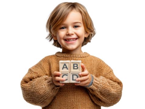 little girl with toy house