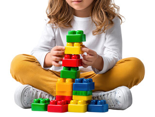 little girl playing with blocks