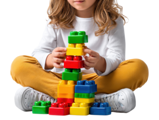 little girl playing with blocks