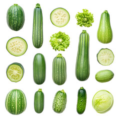 Fresh Green Zucchinis Arranged Isolated - Vibrant and Fresh Vegetable Photo