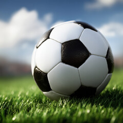 Fototapeta premium Close-Up Soccer Ball on Grassy Field