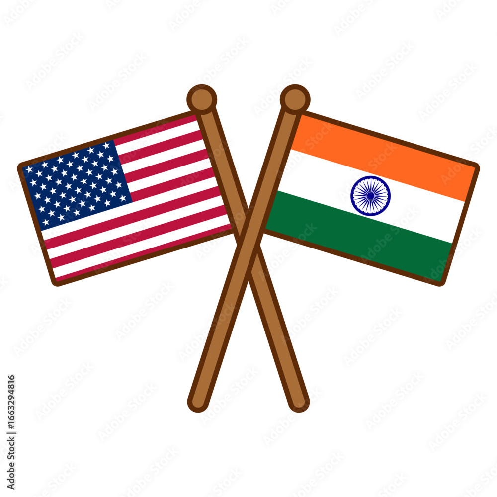Poster usa and india cross flags vector on white background vector country flags intersecting