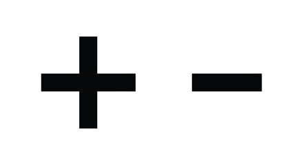 Plus and minus signs on a plain white background