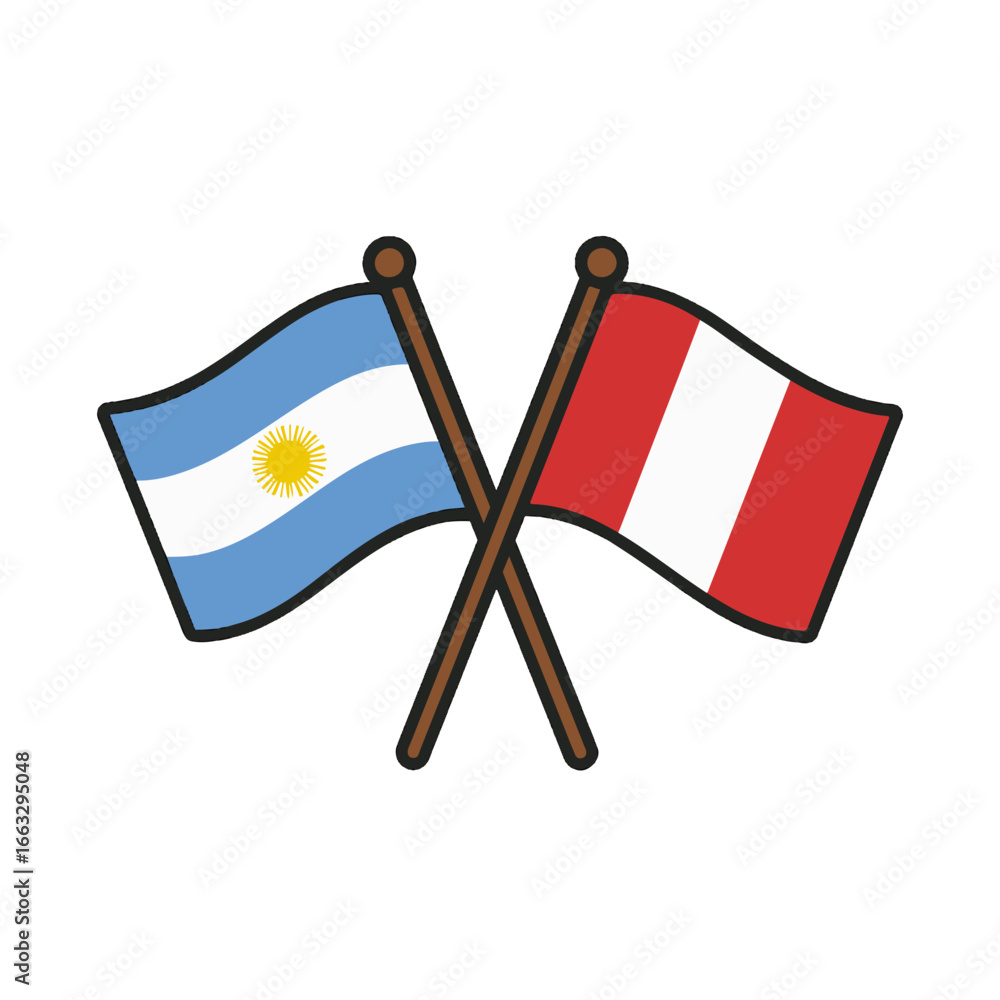 Poster argentina and peru cross flags vector on white background vector country flags intersecting