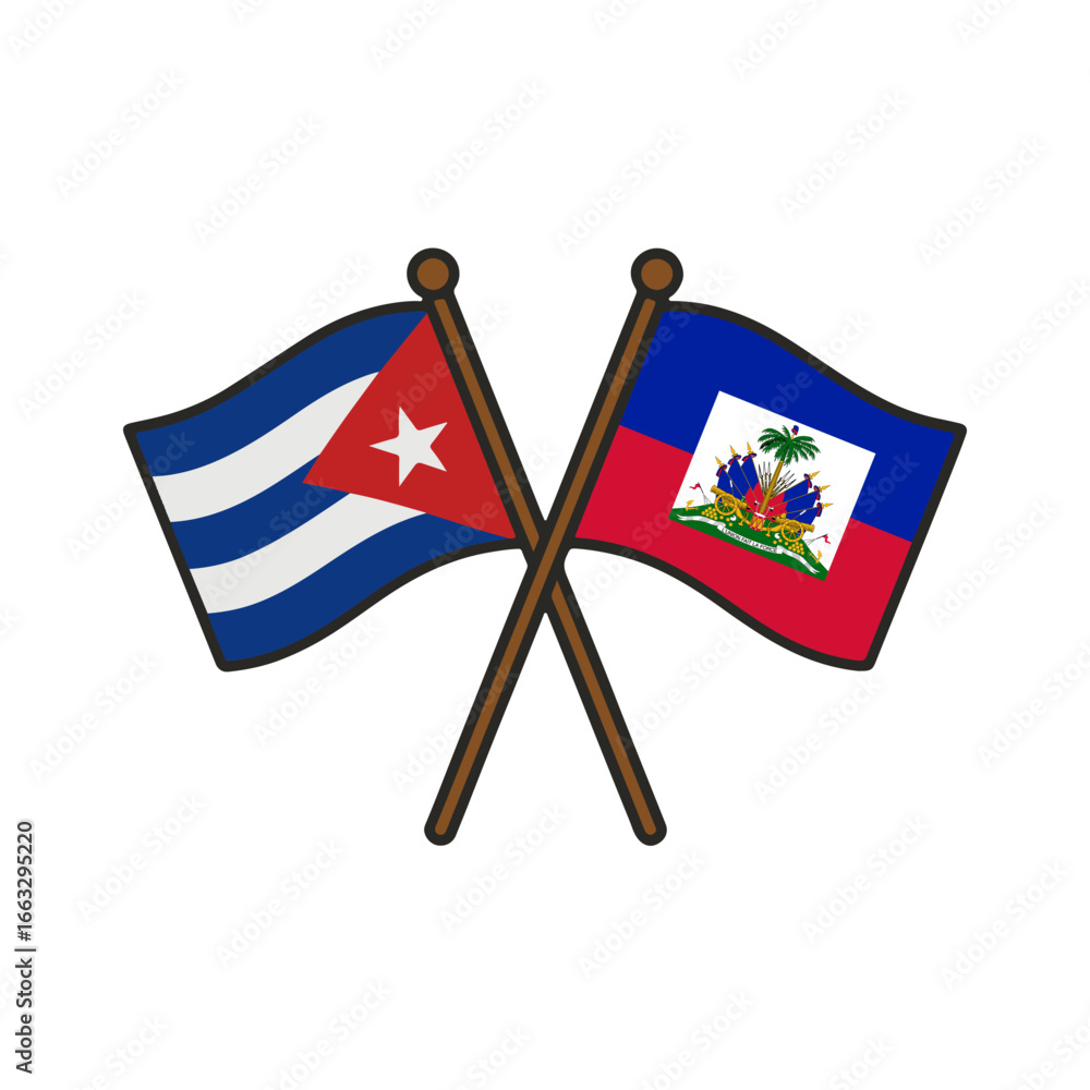 Poster cuba and haiti cross flags vector on white background vector country flags intersecting