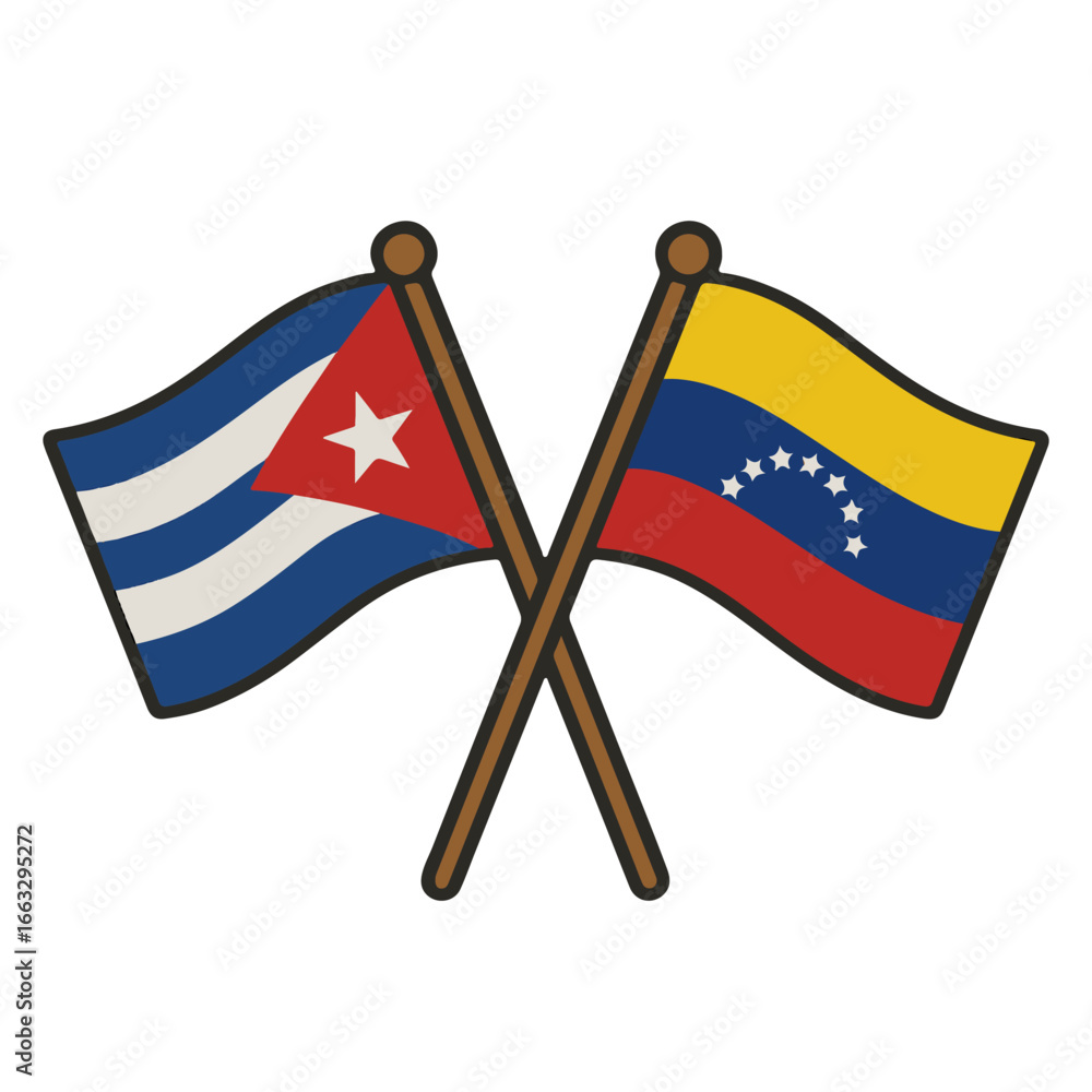 Poster cuba and venezuela cross flags vector on white background vector country flags intersecting