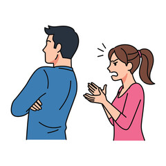 Conflict Conversation: Illustration of an argument between a man and woman, depicting interpersonal tensions.