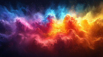 A vibrant explosion of color, a digital kaleidoscope of Holi paint powder, swirling and dancing across a canvas, ready to be transformed into a mesmerizing AI-generated artwork 