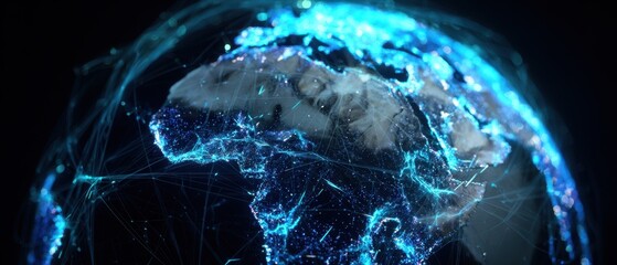 The glowing globe showcasing the interconnectedness of Africa in a digital world