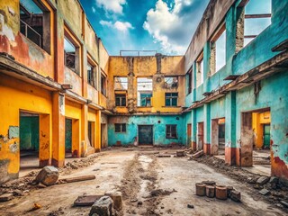 Fototapeta premium Abandoned Warehouse Simplicity: Urban Exploration Photography
