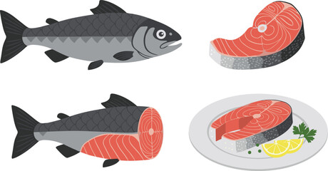 Fish Icon Set Vector Illustration | Flat Graphic Design Elements for Seafood, Aquarium, or Web Interface

